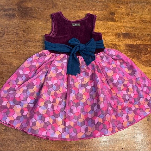 Matilda Jane paint by numbers Miss Fancy pink Maroon navy dress velour size 4 - Picture 5 of 5